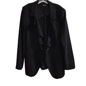 White House Black Market Women's Black Ruffle Blazer Formal Jacket